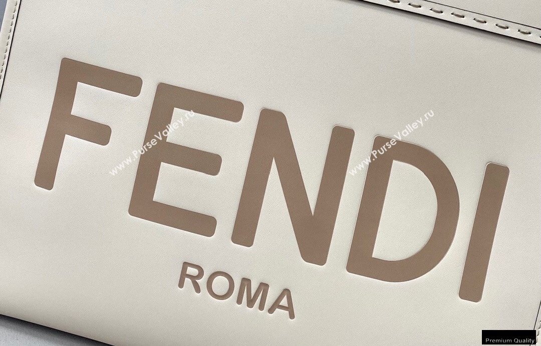 Fendi Leather Sunshine Medium Shopper Tote Bag White 2021 (chaoliu-21013008)