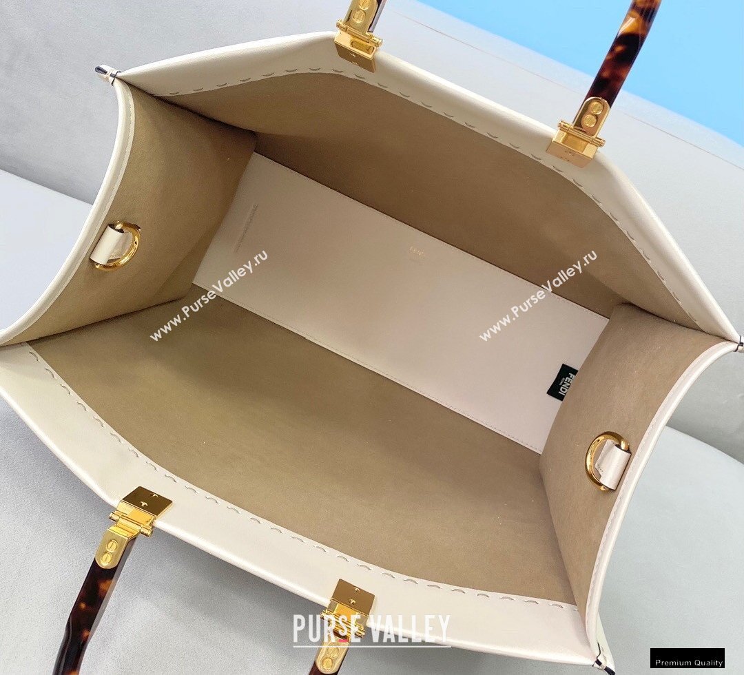 Fendi Leather Sunshine Medium Shopper Tote Bag White 2021 (chaoliu-21013008)