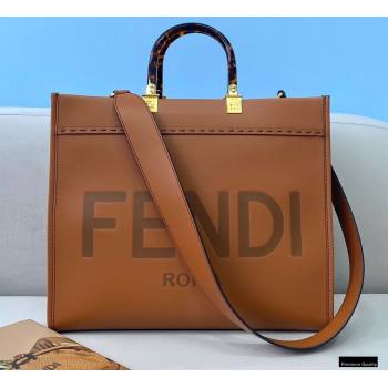 Fendi Leather Sunshine Medium Shopper Tote Bag Brown 2021 (chaoliu-21013005)