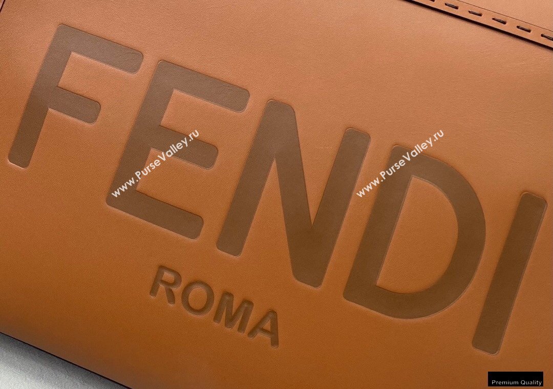 Fendi Leather Sunshine Medium Shopper Tote Bag Brown 2021 (chaoliu-21013005)