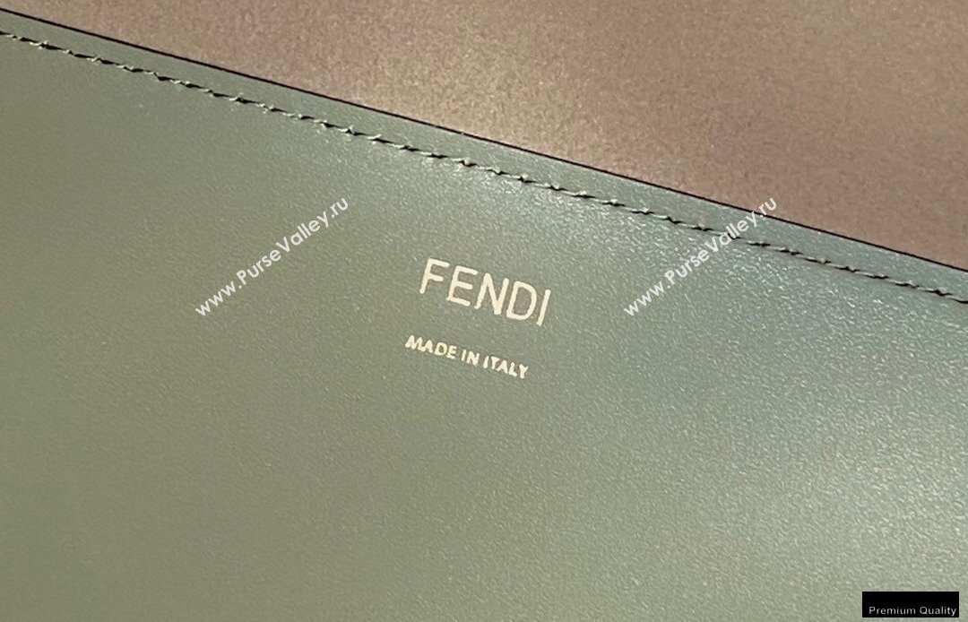 Fendi Leather Sunshine Medium Shopper Tote Bag Dark Green 2021 (chaoliu-21013007)