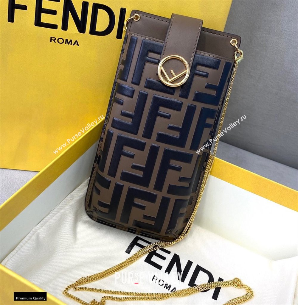 Fendi Phone Pouch Bag Brown with Detachable Strap 2021 (chaoliu-21020113)