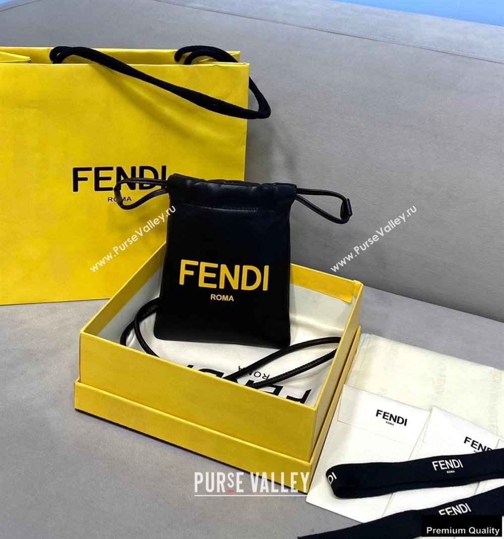 Fendi Leather Phone Pouch Bag with Detachable Necklace Black 2021 (chaoliu-21013016)