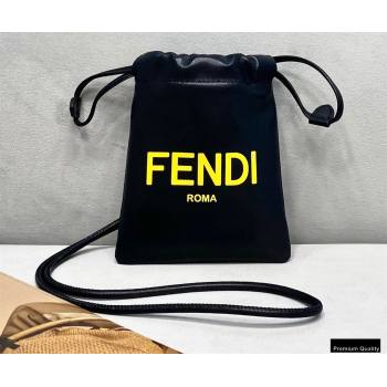 Fendi Leather Phone Pouch Bag with Detachable Necklace Black 2021 (chaoliu-21013016)