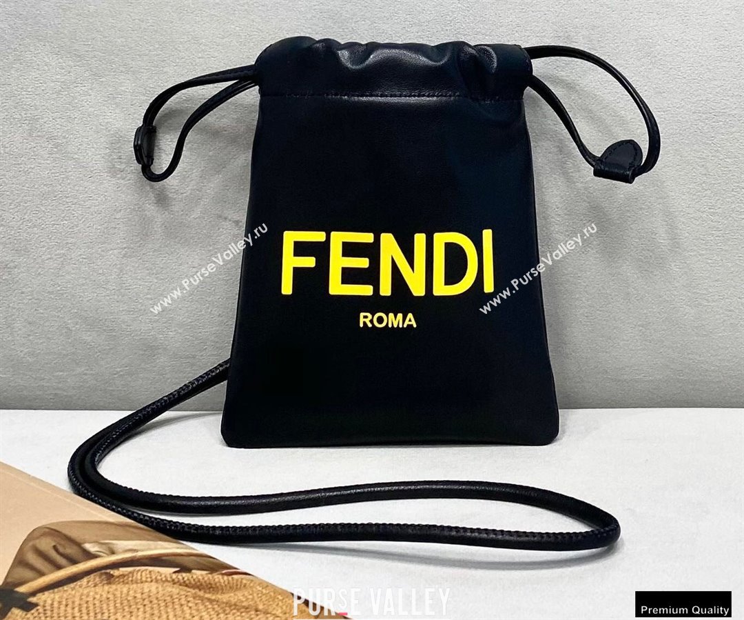 Fendi Leather Phone Pouch Bag with Detachable Necklace Black 2021 (chaoliu-21013016)