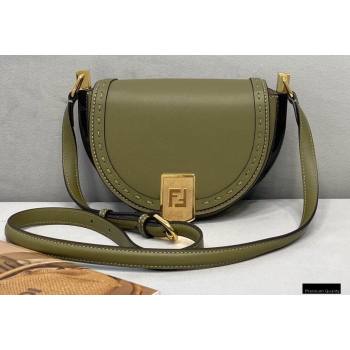 Fendi Leather Moonlight Shoulder Bag Dark Green 2021 (chaoliu-21013014)