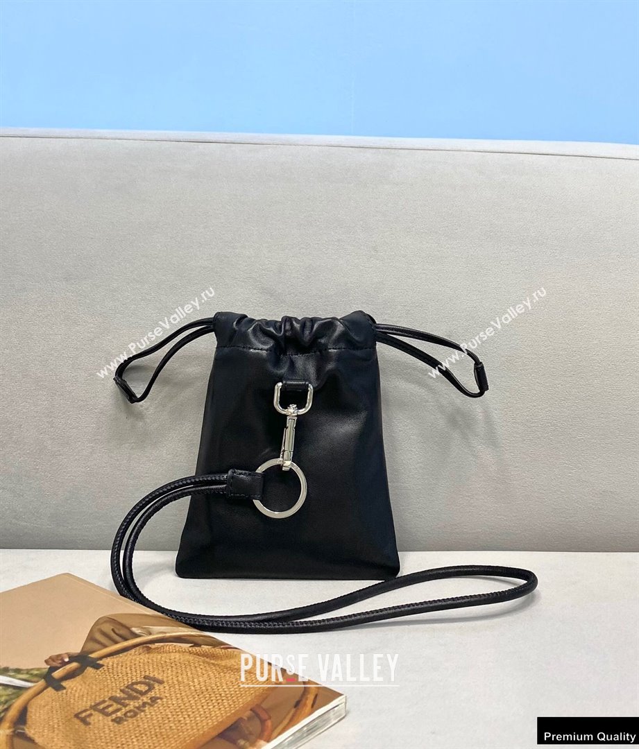 Fendi Leather Phone Pouch Bag with Detachable Necklace Black 2021 (chaoliu-21013016)