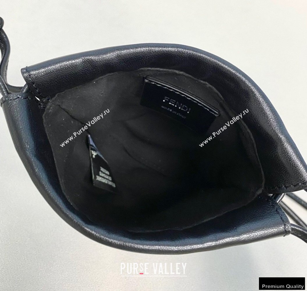 Fendi Leather Phone Pouch Bag with Detachable Necklace Black 2021 (chaoliu-21013016)