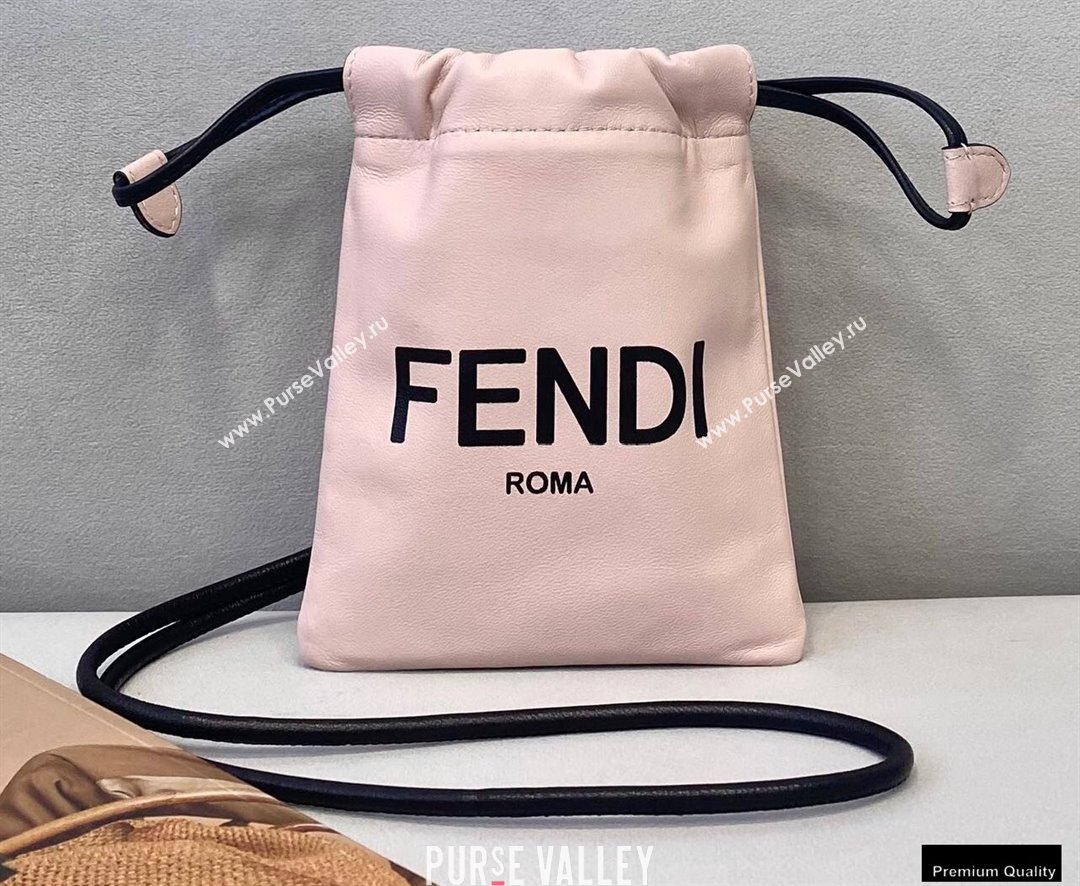 Fendi Leather Phone Pouch Bag with Detachable Necklace Pale Pink 2021 (chaoliu-21013018)