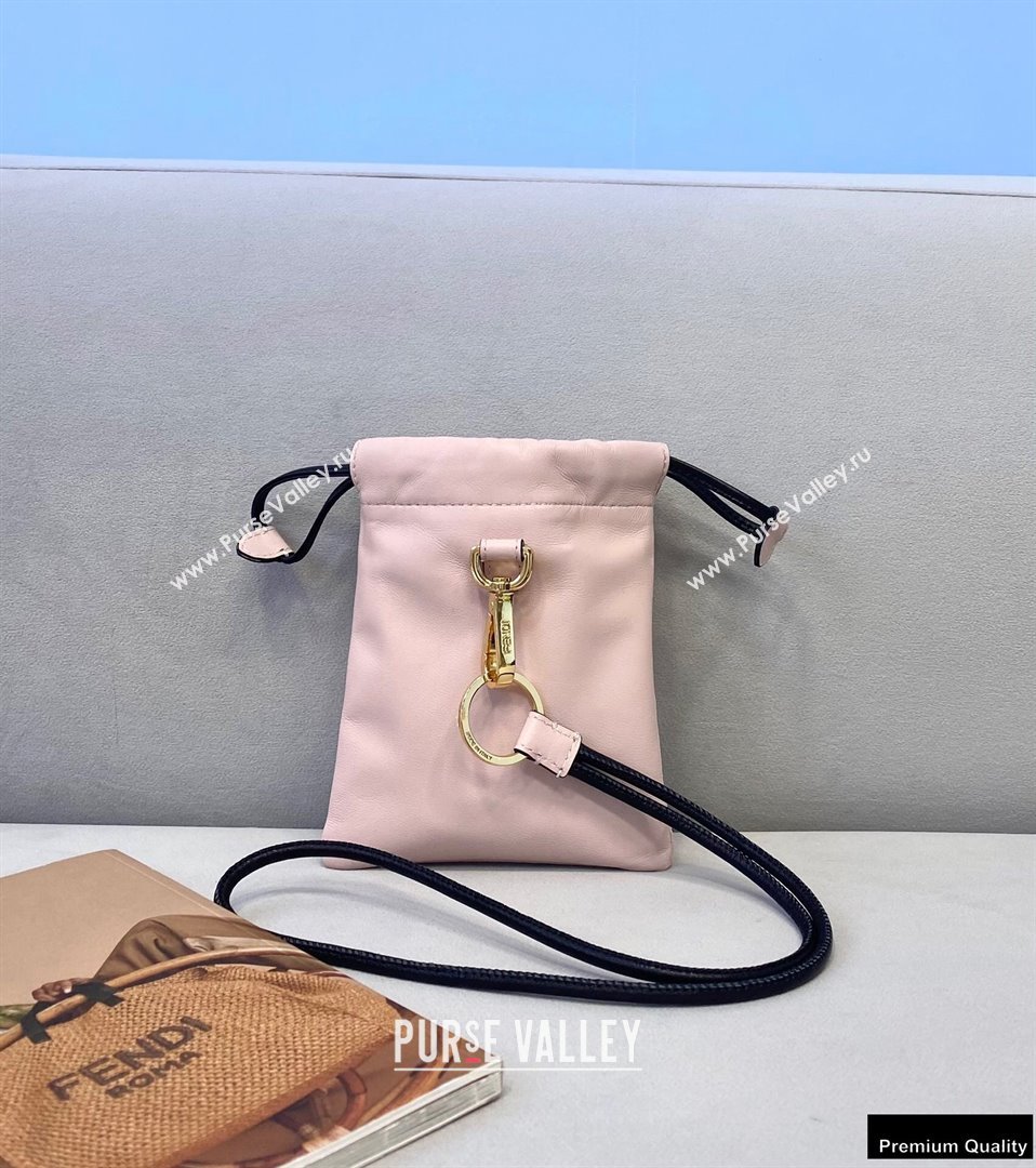Fendi Leather Phone Pouch Bag with Detachable Necklace Pale Pink 2021 (chaoliu-21013018)