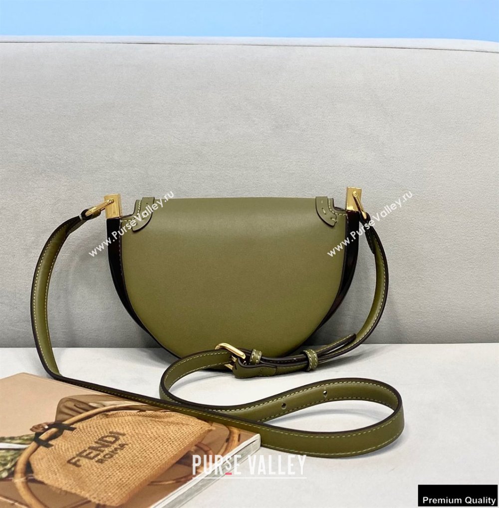 Fendi Leather Moonlight Shoulder Bag Dark Green 2021 (chaoliu-21013014)