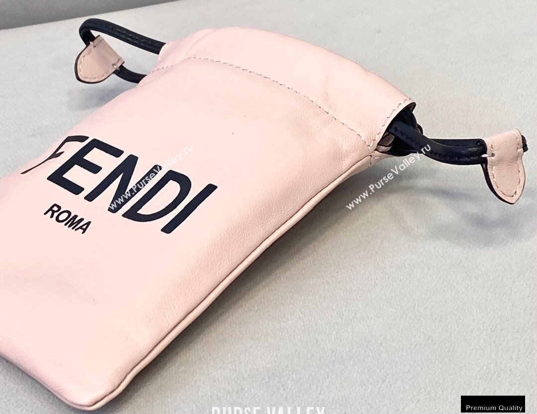 Fendi Leather Phone Pouch Bag with Detachable Necklace Pale Pink 2021 (chaoliu-21013018)