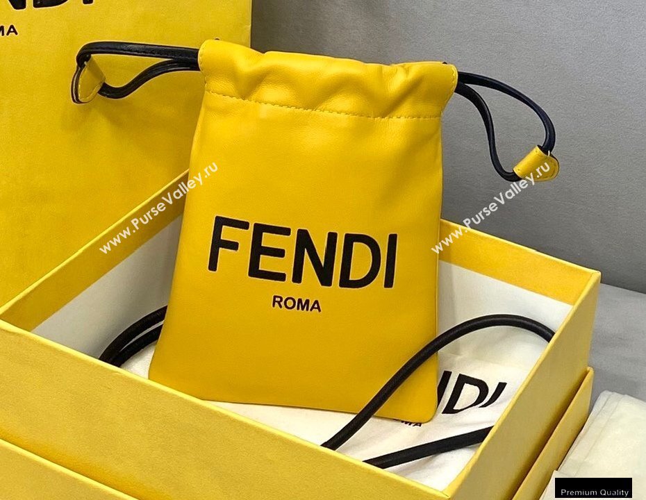 Fendi Leather Phone Pouch Bag with Detachable Necklace Yellow 2021 (chaoliu-21013017)