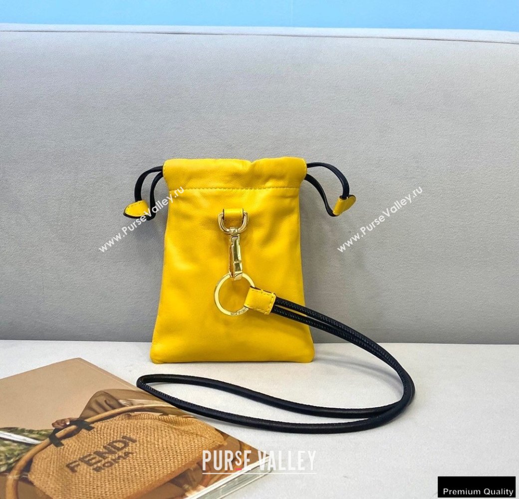 Fendi Leather Phone Pouch Bag with Detachable Necklace Yellow 2021 (chaoliu-21013017)