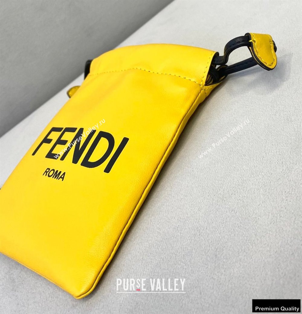 Fendi Leather Phone Pouch Bag with Detachable Necklace Yellow 2021 (chaoliu-21013017)