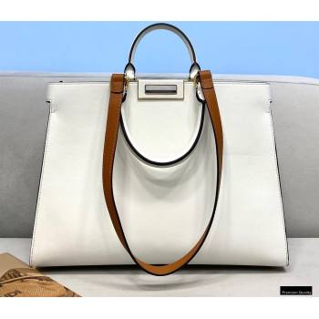 Fendi Leather Small Peekaboo X-Tote Shopper Bag White 2021 (chaoliu-21013011)