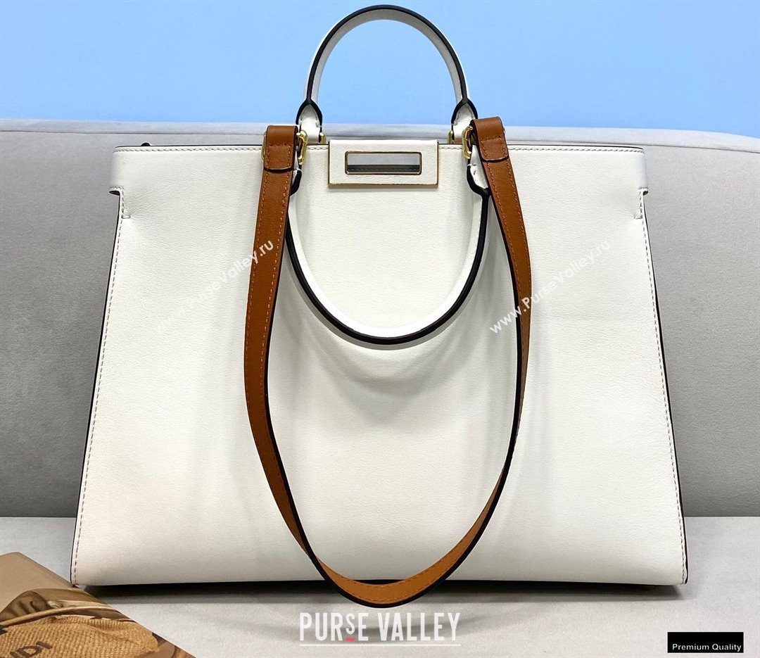 Fendi Leather Small Peekaboo X-Tote Shopper Bag White 2021 (chaoliu-21013011)