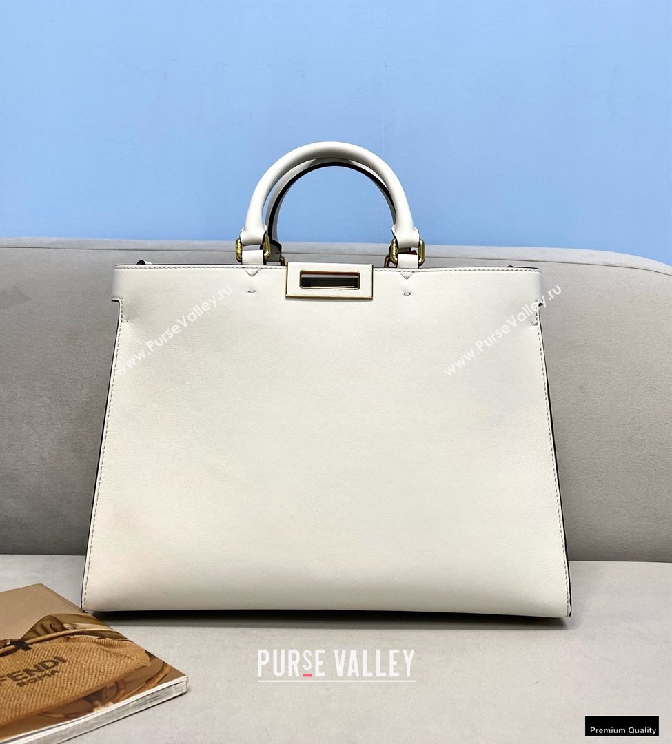 Fendi Leather Small Peekaboo X-Tote Shopper Bag White 2021 (chaoliu-21013011)