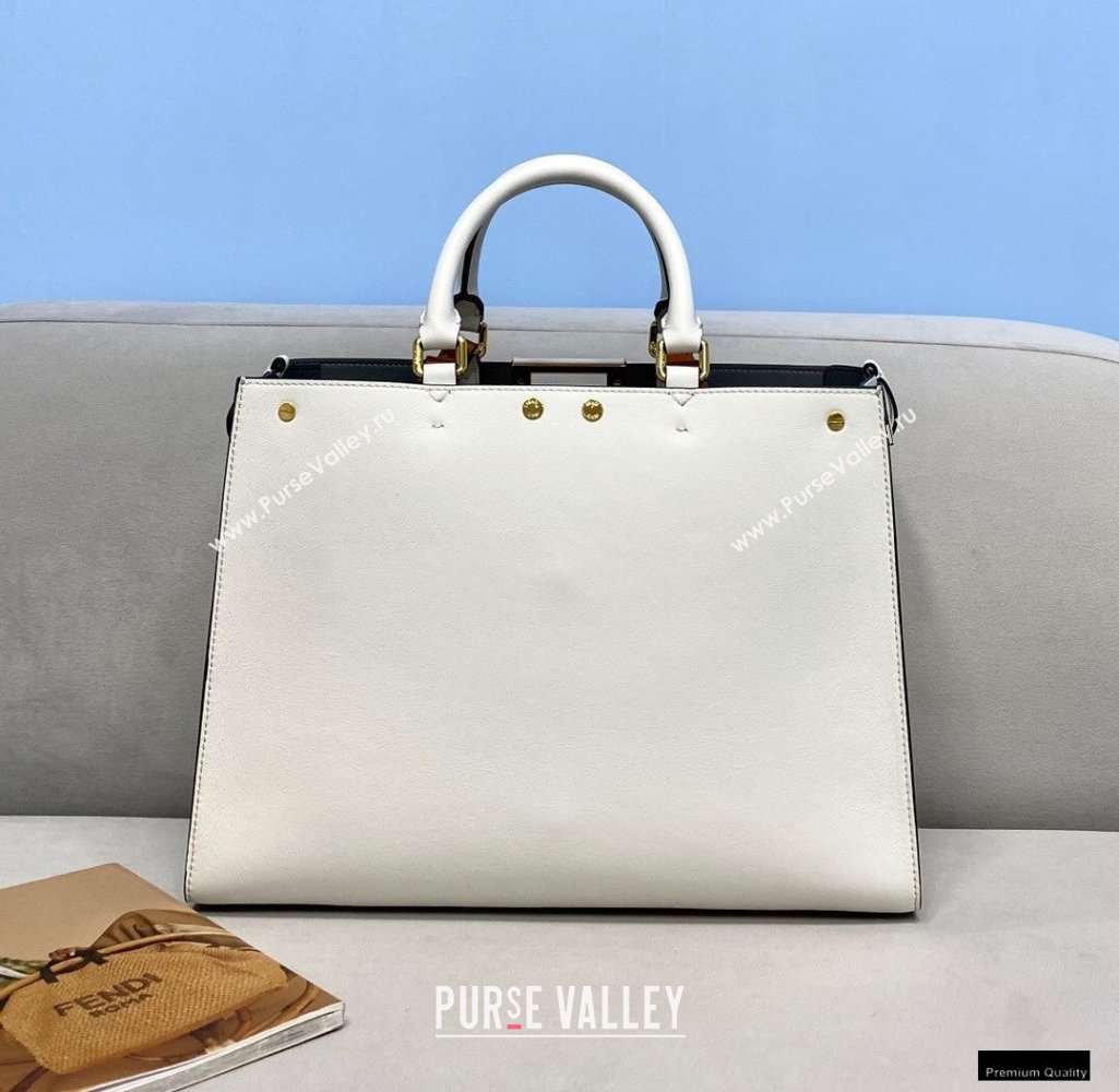 Fendi Leather Small Peekaboo X-Tote Shopper Bag White 2021 (chaoliu-21013011)