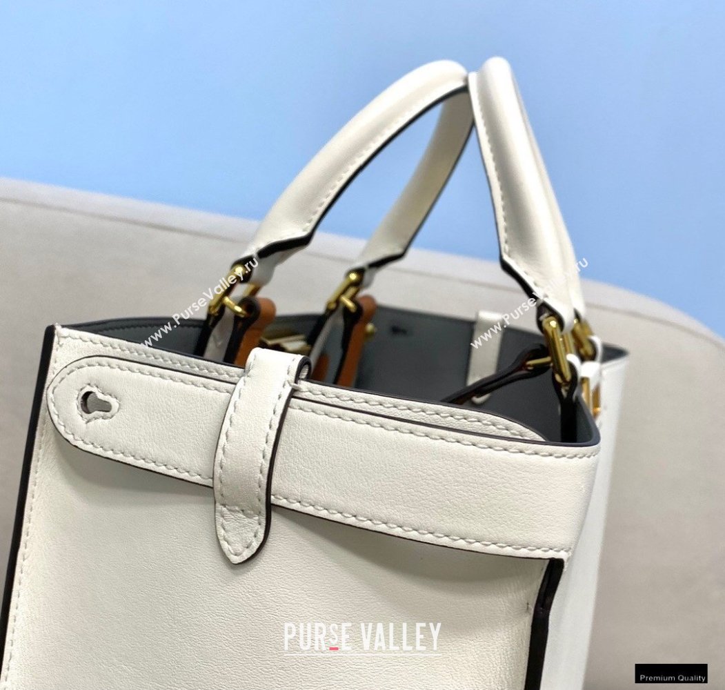 Fendi Leather Small Peekaboo X-Tote Shopper Bag White 2021 (chaoliu-21013011)