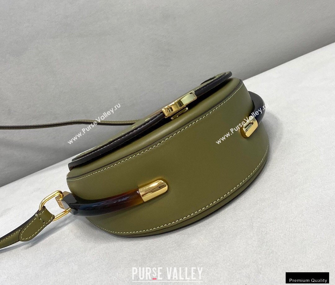 Fendi Leather Moonlight Shoulder Bag Dark Green 2021 (chaoliu-21013014)