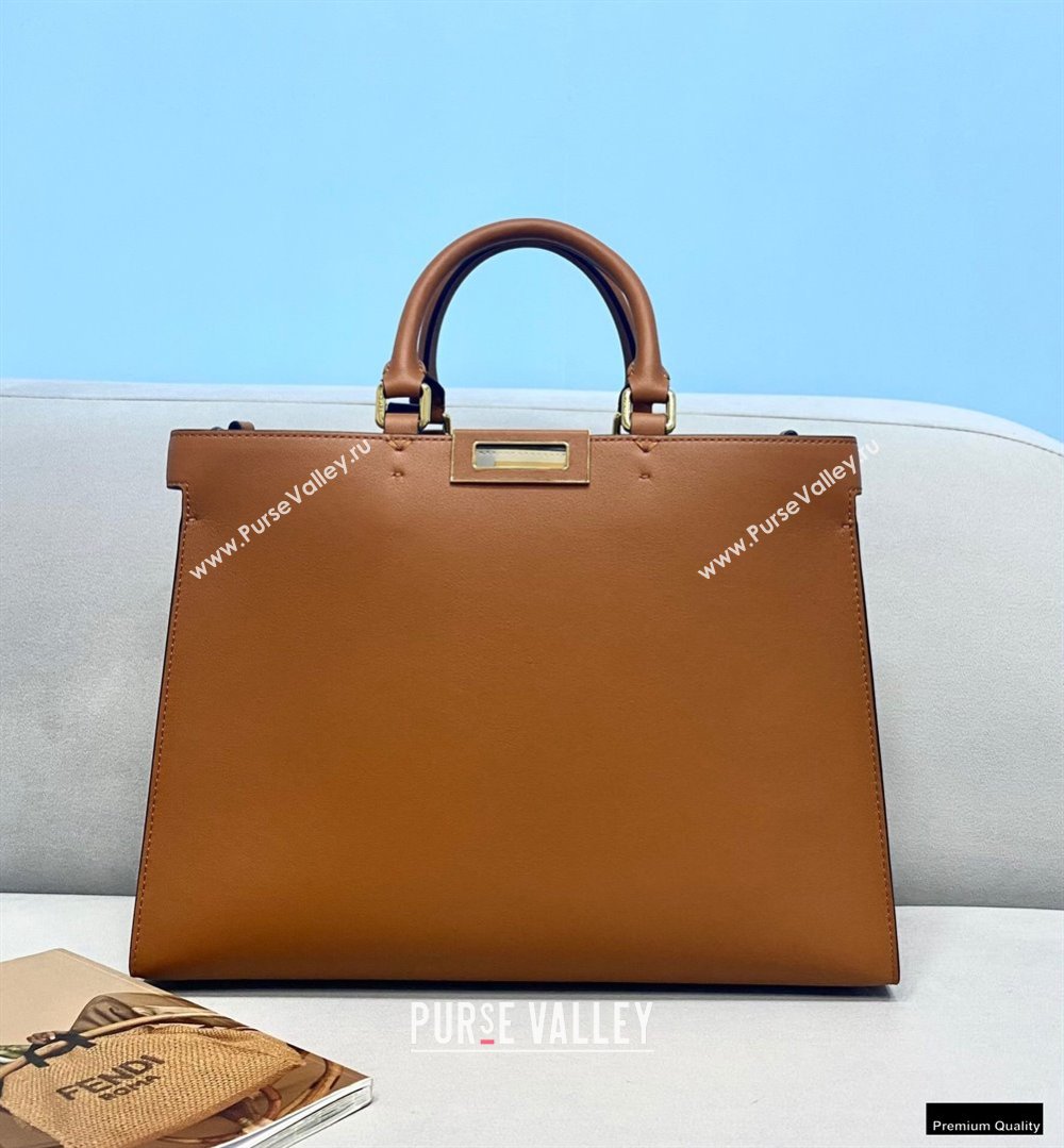 Fendi Leather Small Peekaboo X-Tote Shopper Bag Brown 2021 (chaoliu-21013010)