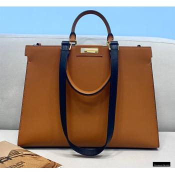 Fendi Leather Small Peekaboo X-Tote Shopper Bag Brown 2021 (chaoliu-21013010)