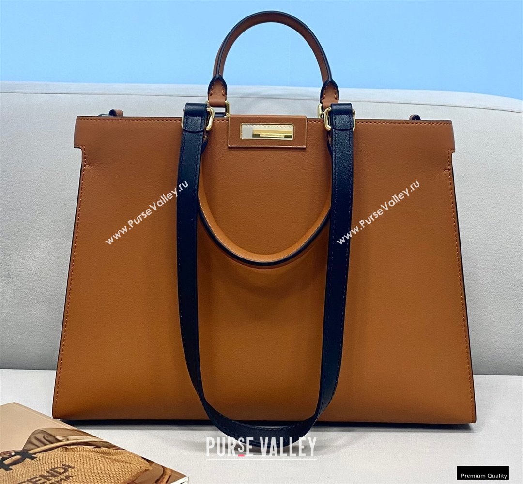 Fendi Leather Small Peekaboo X-Tote Shopper Bag Brown 2021 (chaoliu-21013010)