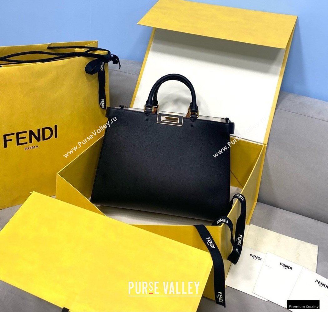 Fendi Leather Small Peekaboo X-Tote Shopper Bag Black 2021 (chaoliu-21013009)