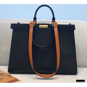 Fendi Leather Small Peekaboo X-Tote Shopper Bag Black 2021 (chaoliu-21013009)