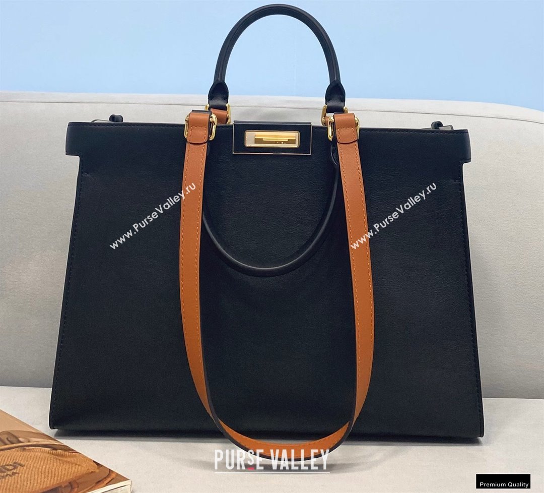 Fendi Leather Small Peekaboo X-Tote Shopper Bag Black 2021 (chaoliu-21013009)