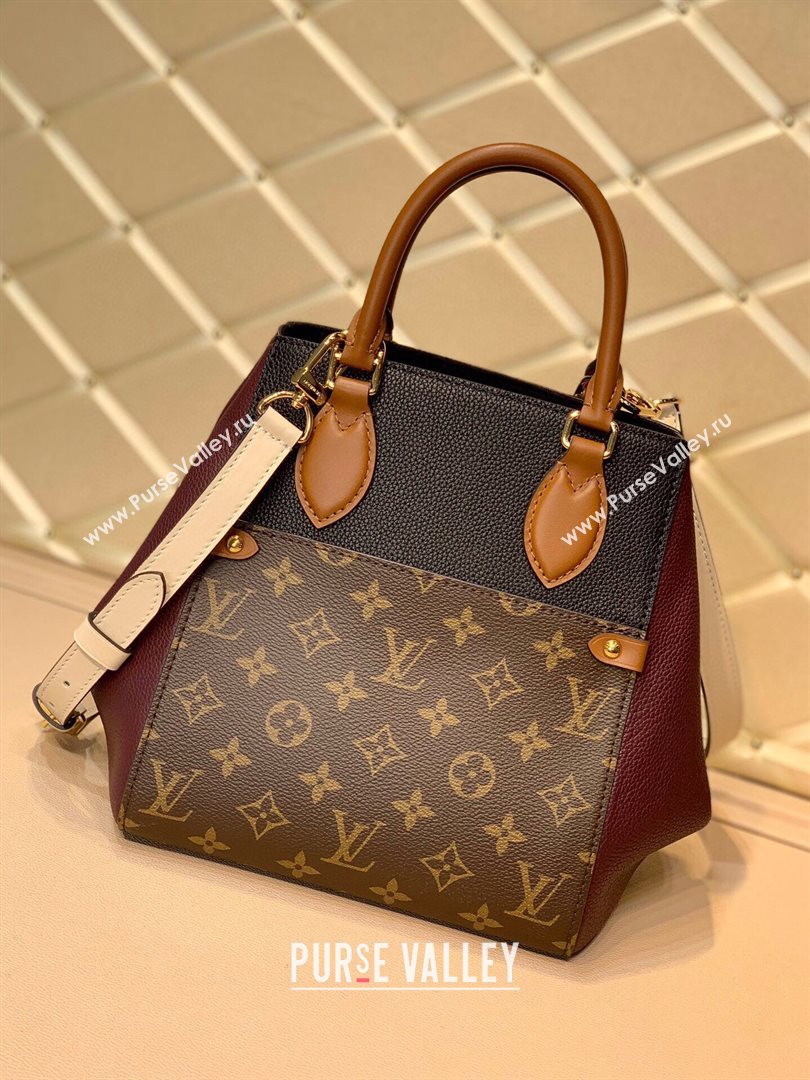 louis vuitton Monogram canvas Fold Tote PM m45388 burgundy (kiki-5217)