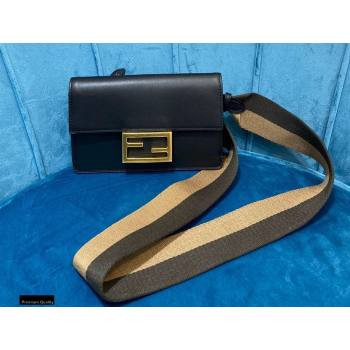 Fendi Flat Baguette Mini Bag Black with Detachable Shoulder Strap 2021 (chaoliu-21020110)