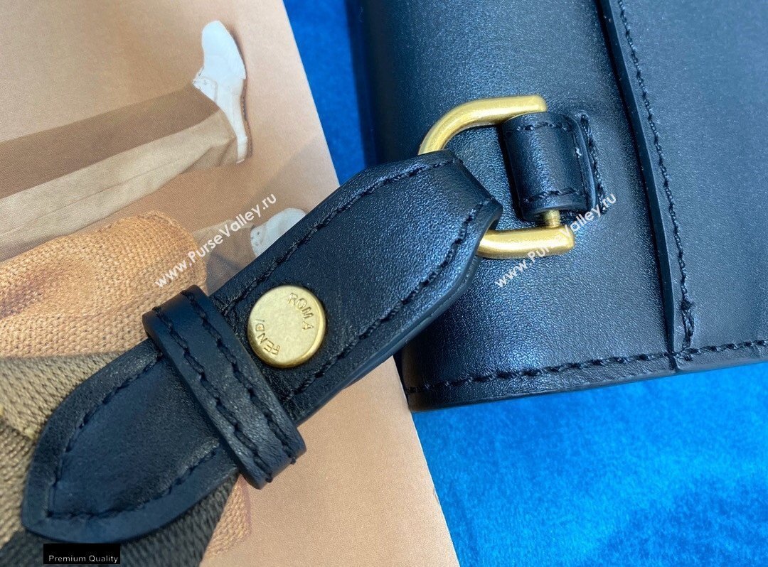 Fendi Flat Baguette Mini Bag Black with Detachable Shoulder Strap 2021 (chaoliu-21020110)