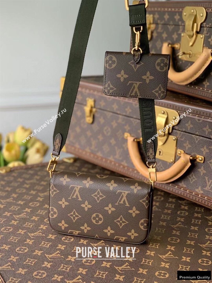 Louis Vuitton Monogram Canvas Félicie Strap & Go Bag M80091 Khaki Green 2021 (kiki-21020231)