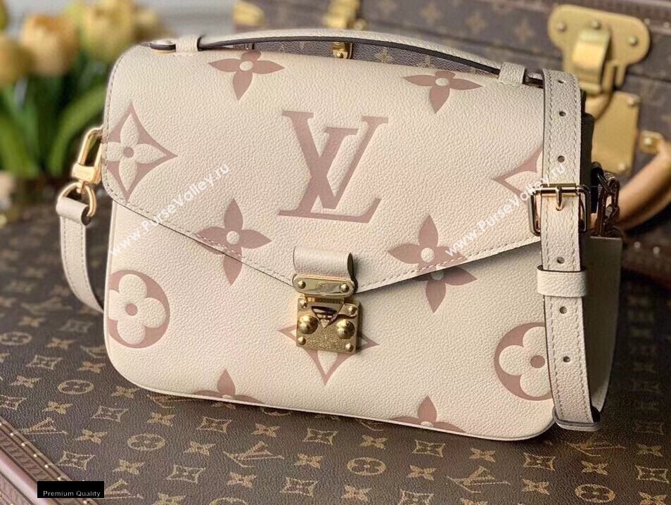 Louis Vuitton Monogram Empreinte Leather Pochette Métis Bag M45596 Cream/Bois de Rose Pink 2021 (kiki-21020121)