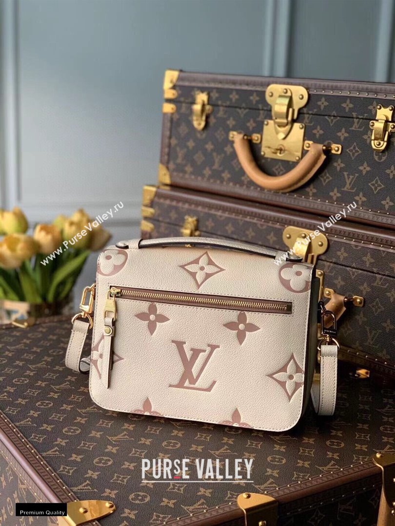 Louis Vuitton Monogram Empreinte Leather Pochette Métis Bag M45596 Cream/Bois de Rose Pink 2021 (kiki-21020121)