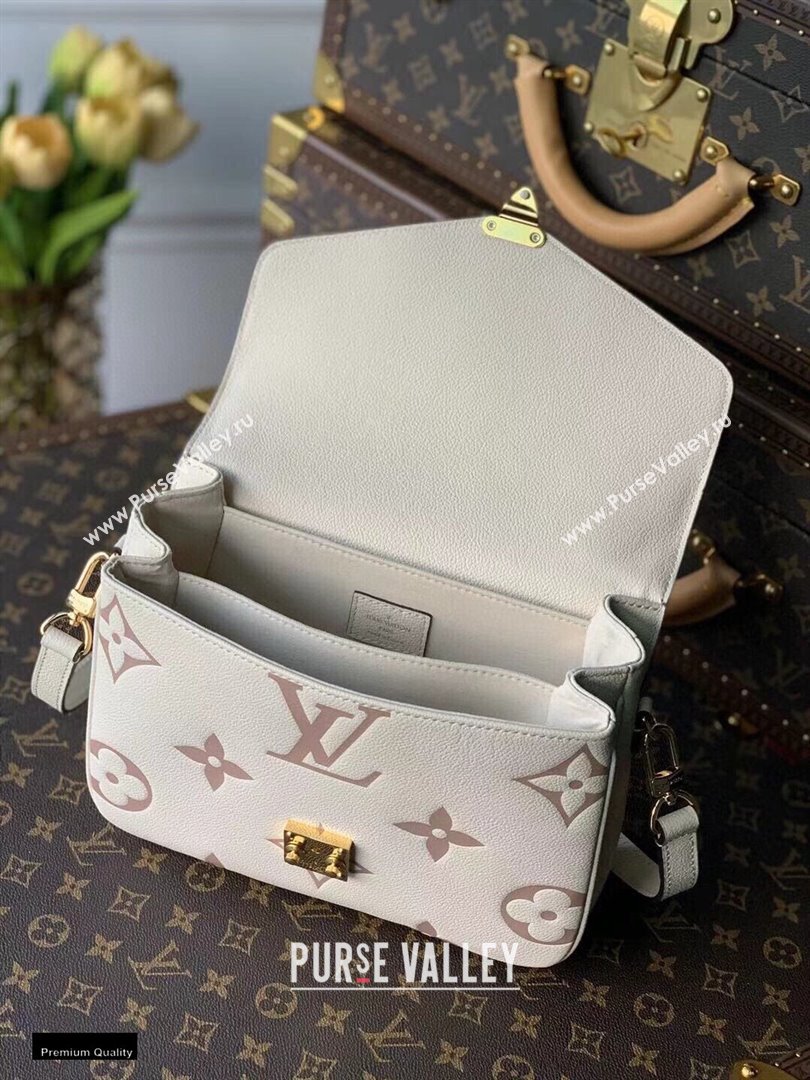 Louis Vuitton Monogram Empreinte Leather Pochette Métis Bag M45596 Cream/Bois de Rose Pink 2021 (kiki-21020121)