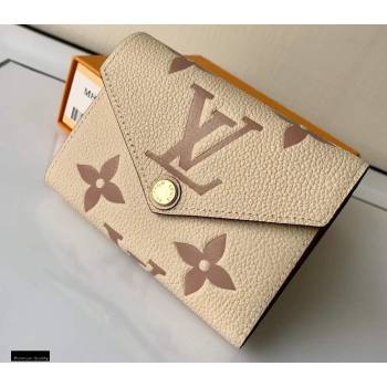 Louis Vuitton Monogram Empreinte Leather Victorine Wallet M80086 Cream/Bois de Rose Pink 2021 (kiki-21020204)