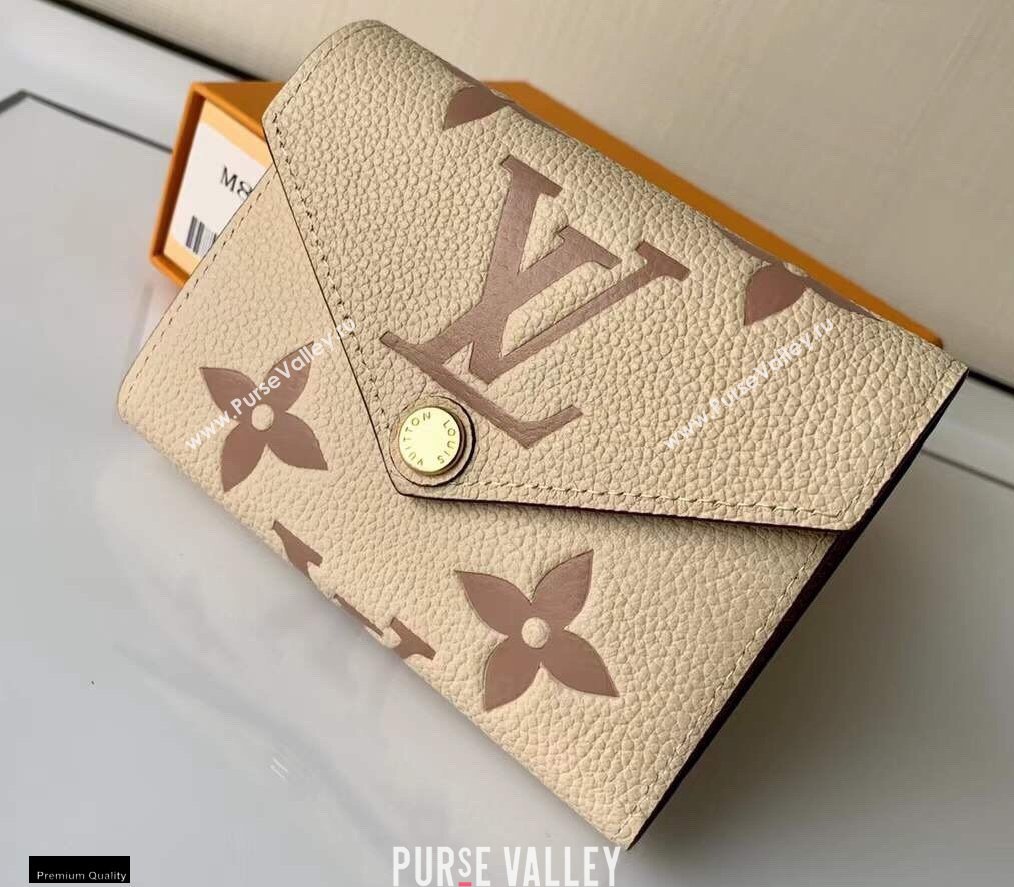Louis Vuitton Monogram Empreinte Leather Victorine Wallet M80086 Cream/Bois de Rose Pink 2021 (kiki-21020204)