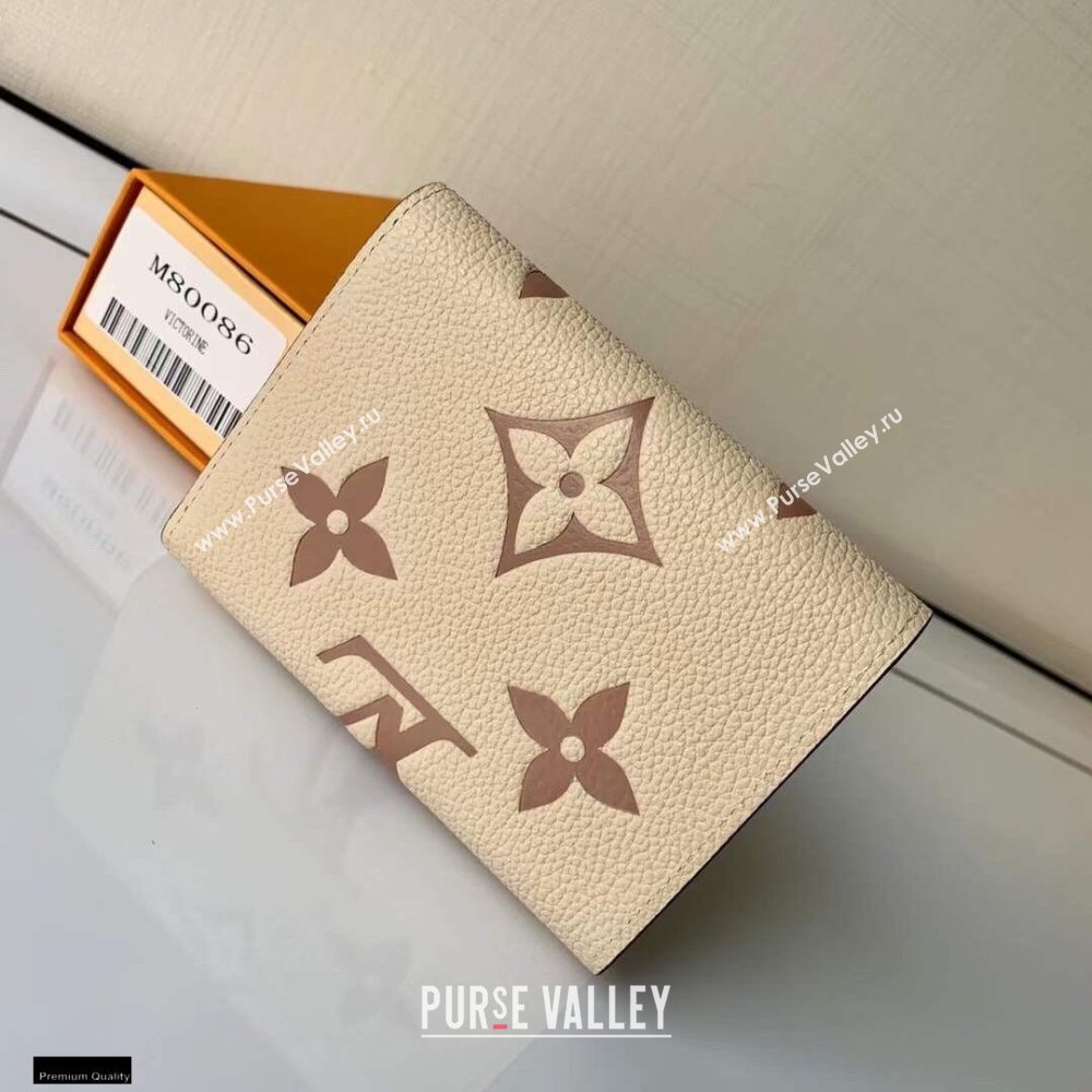Louis Vuitton Monogram Empreinte Leather Victorine Wallet M80086 Cream/Bois de Rose Pink 2021 (kiki-21020204)