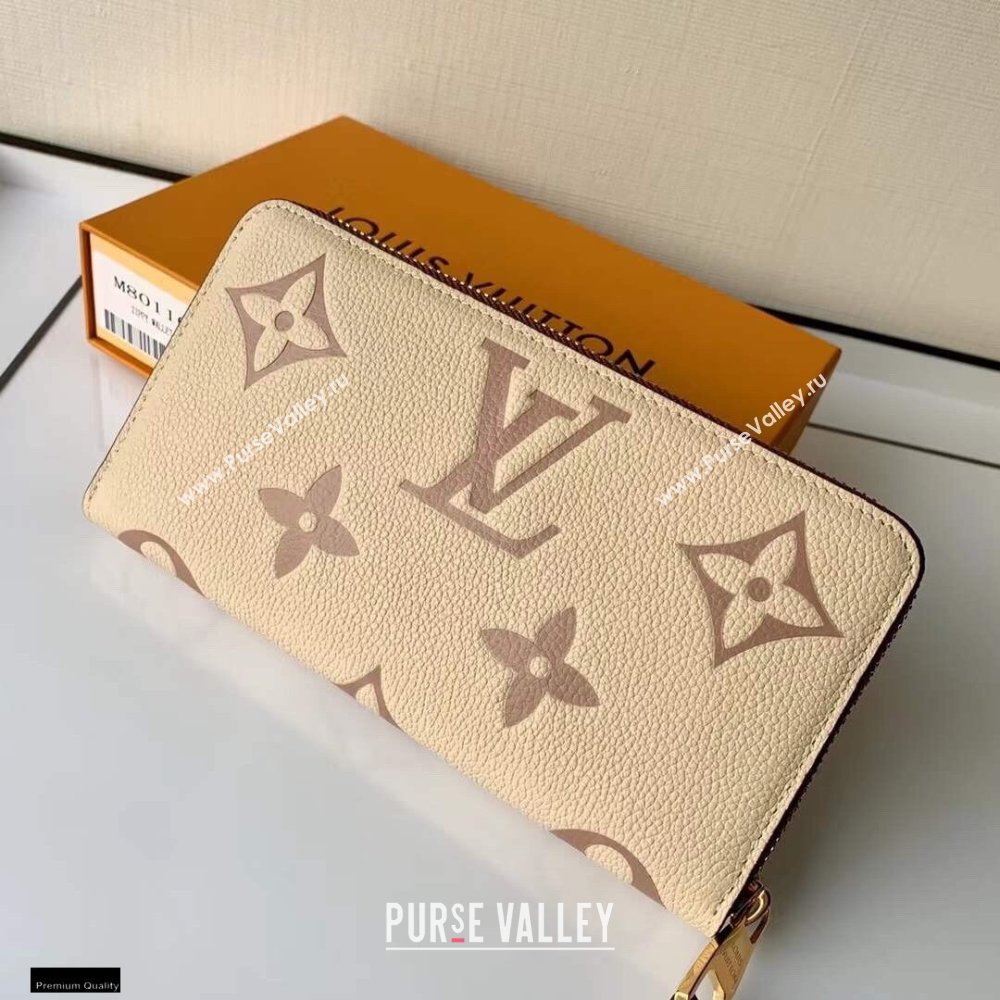 Louis Vuitton Monogram Empreinte Leather Zippy Wallet M80116 Cream/Bois de Rose Pink 2021 (kiki-21020203)