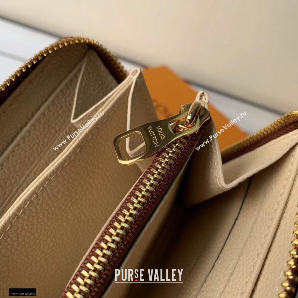 Louis Vuitton Monogram Empreinte Leather Zippy Wallet M80116 Cream/Bois de Rose Pink 2021 (kiki-21020203)