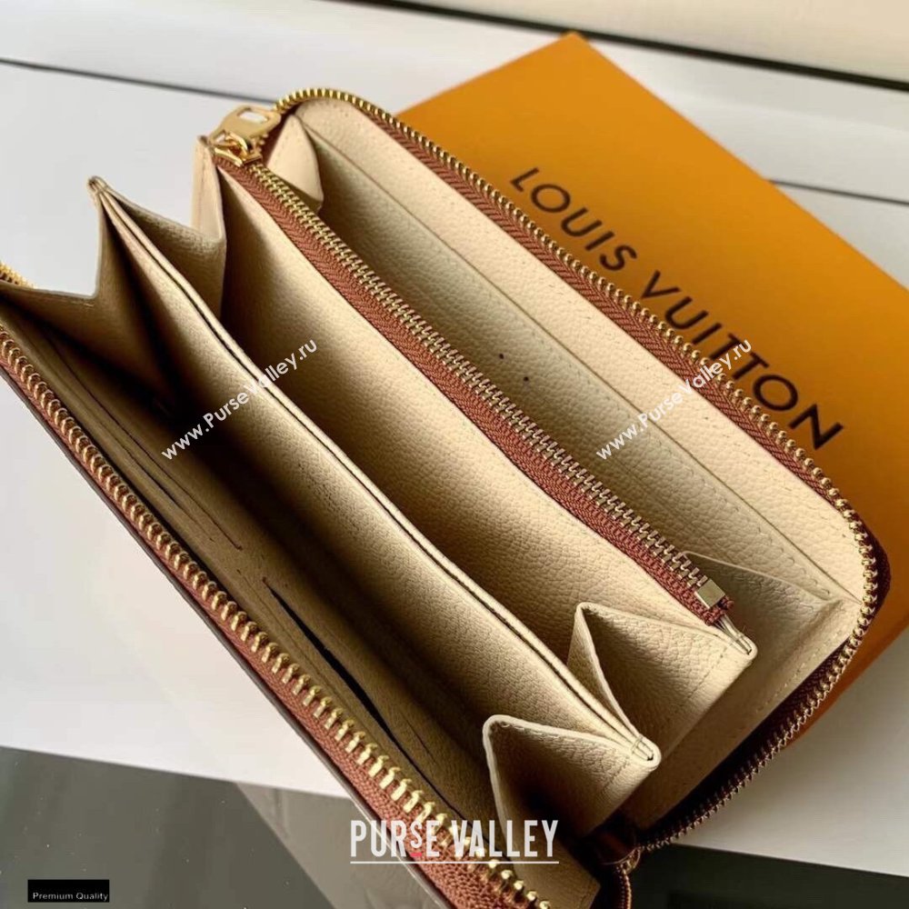 Louis Vuitton Monogram Empreinte Leather Zippy Wallet M80116 Cream/Bois de Rose Pink 2021 (kiki-21020203)