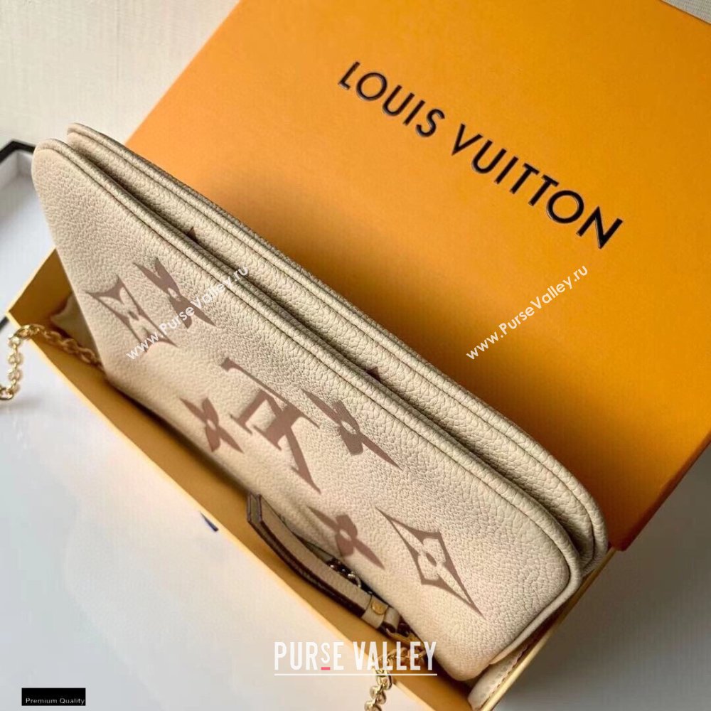 Louis Vuitton Monogram Empreinte Leather Double Zip Pochette Bag M80084 Cream/Bois de Rose Pink 2021 (kiki-21020201)