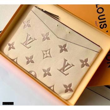 Louis Vuitton Monogram Empreinte Leather Daily Pouch Bag M80174 Cream/Bois de Rose Pink 2021 (kiki-21020202)