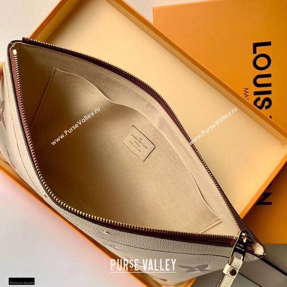 Louis Vuitton Monogram Empreinte Leather Daily Pouch Bag M80174 Cream/Bois de Rose Pink 2021 (kiki-21020202)