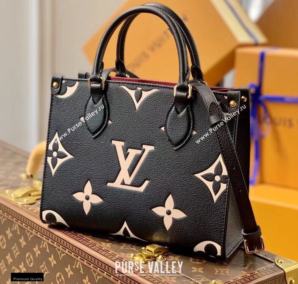 Louis Vuitton Bicolor Onthego PM Bag Monogram Empreinte Leather M45659 Black 2021 (kiki-21020118)