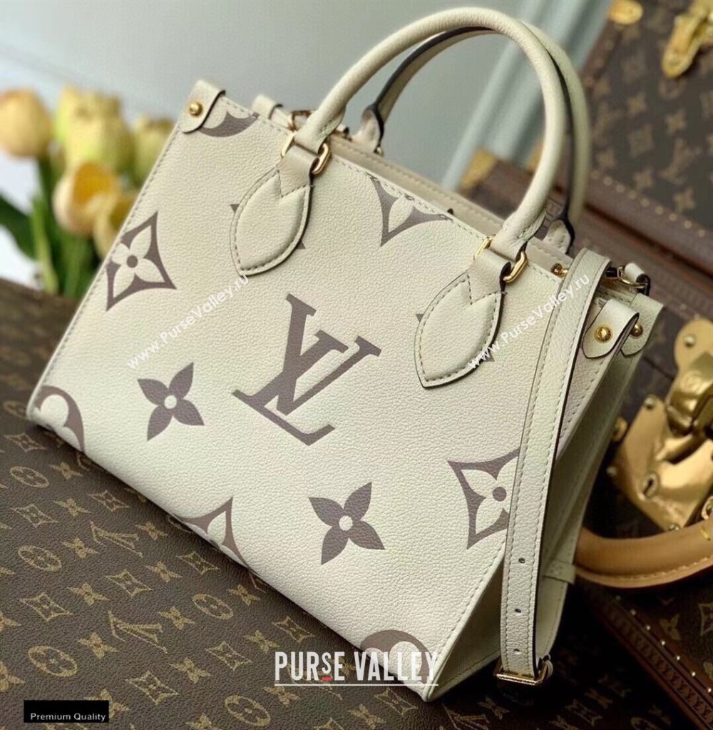 Louis Vuitton Bicolor Onthego PM Bag Monogram Empreinte Leather M45654 Cream/Bois de Rose Pink 2021 (kiki-21020119)