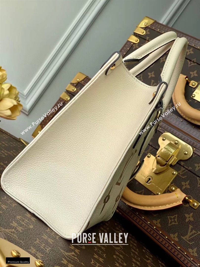 Louis Vuitton Bicolor Onthego PM Bag Monogram Empreinte Leather M45654 Cream/Bois de Rose Pink 2021 (kiki-21020119)